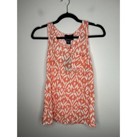 Cynthia Rowley Womens Coral White Abstract Racerback Tank Top Size Small  NWT - Picture 1 of 7